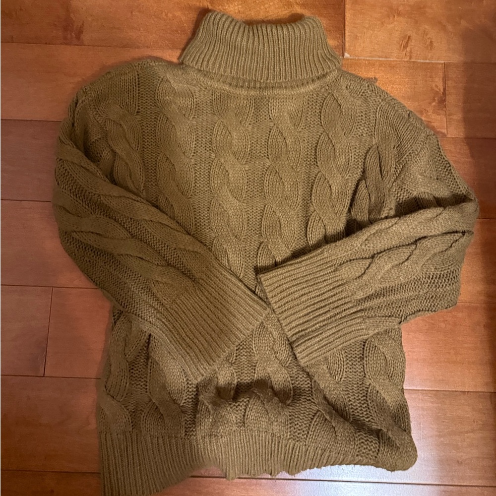 Song of Style Brown Cable Turtleneck Sweater XS